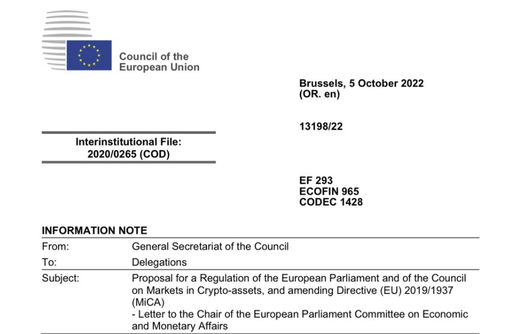 歐盟理事會已批准最終的MiCA監管立法文本