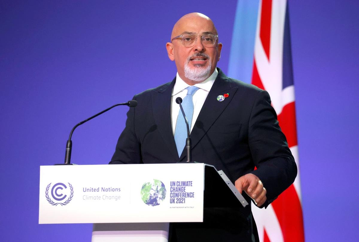 nadhim zahawi speaks at a news conference during