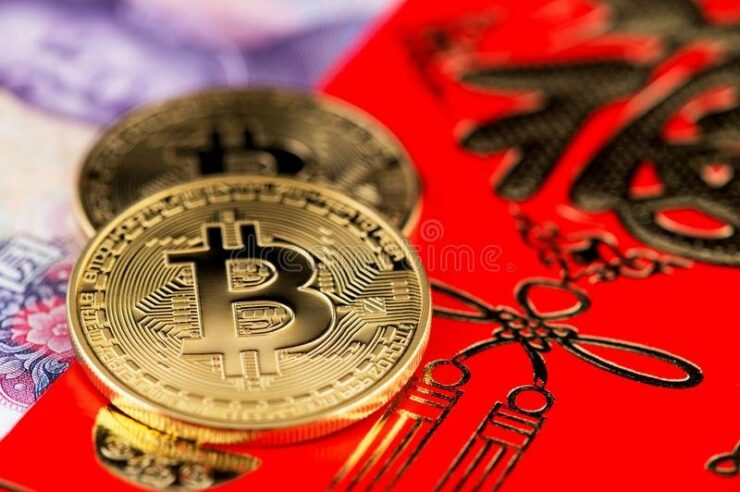 bitcoin chinese new year concept cocept red envelope pig rmb renminbi yuan china 138265778